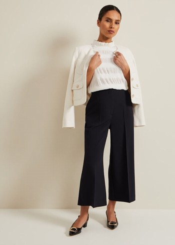 Phase Eight Petite Aubrielle Clean Crepe Culottes Trousers Navy Australia | DS6034591